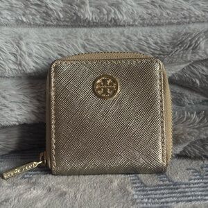 Tory Burch Metallic Gold Zip Wallet
